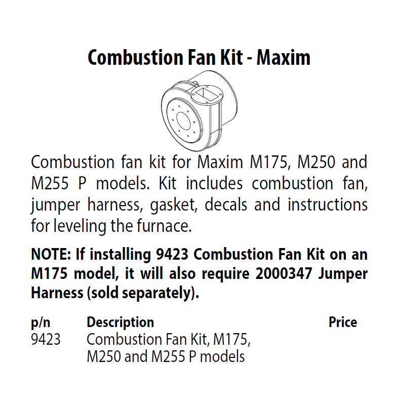Combustion fan Maxim M175-M250-M255P