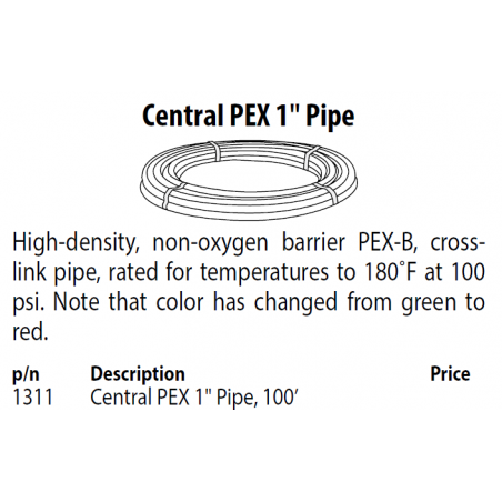 Central Pex tube 1'' X 100'