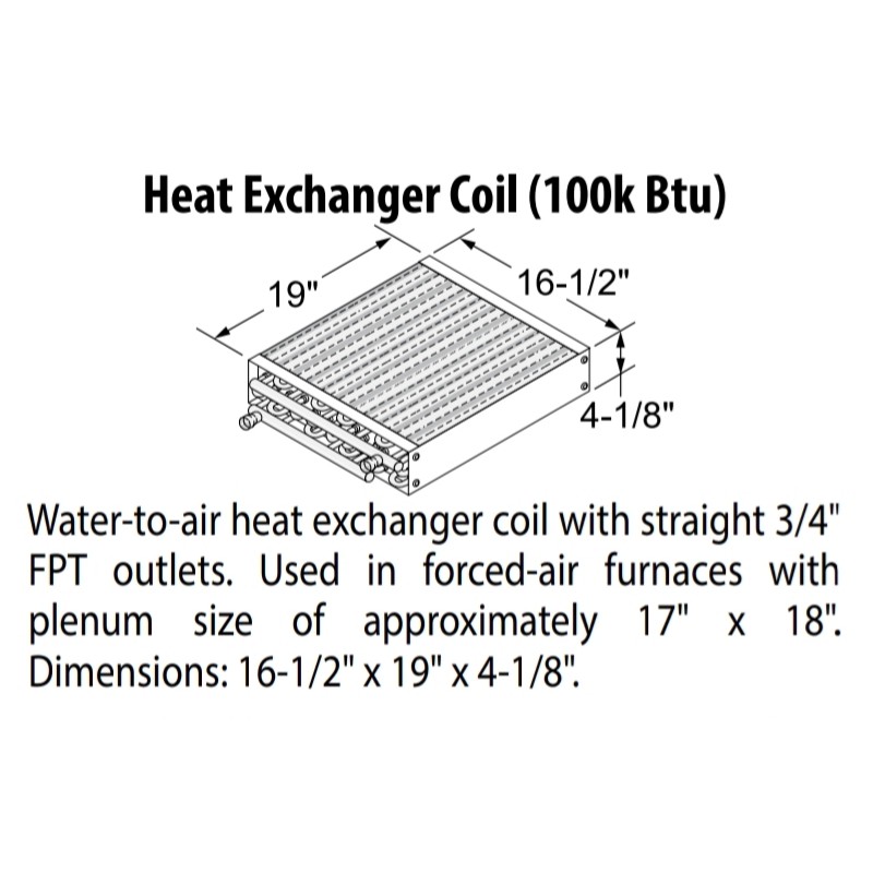 Water to air HEAT EXCHANGER (100K BTU)