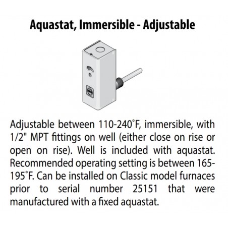 Aquastat réglable, Immersible