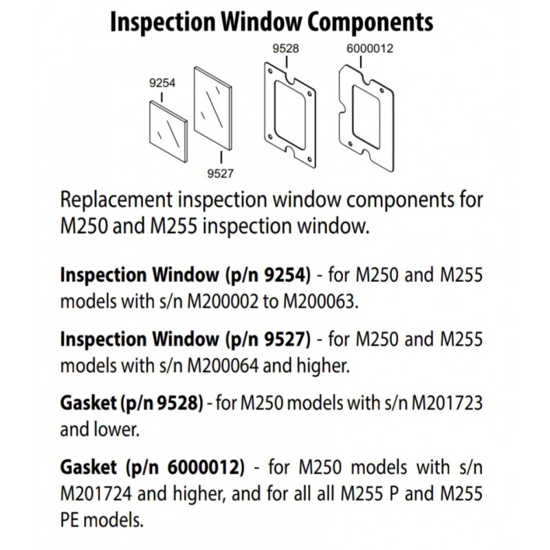 Inspection Window, 1/8"X2"X3",M250,M255