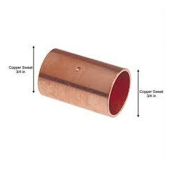 Copper Coupling, 3/4" sweat x 3/4" sweat fittings
