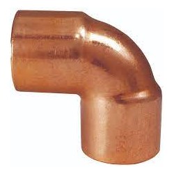 90˚ Elbow, Copper Pipe, 1" x 1" sweat fittings