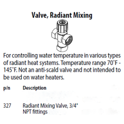 Radiant Mixing Valve, 3/4"...