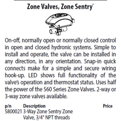 Taco Sentry 3-WAY ZONE VALVE, 3/4" THREADED