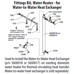 Fittings kit for water-to-water heat exchanger